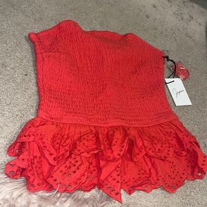 Red Ruffled Top.
